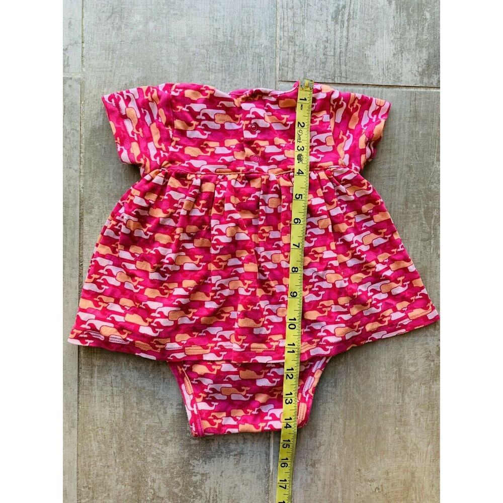 $65 VINEYARD VINES Baby Girl One Piece Romper Bodysuit Dress Pink Whales 6-12 M - Picture 5 of 5
